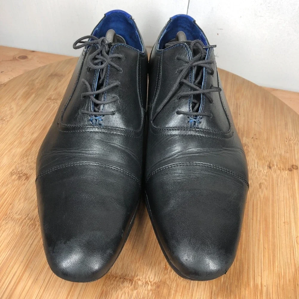 Ted Baker roger Mens size 13 shoes Black Cap Toe Classic Leather Dress Oxfords